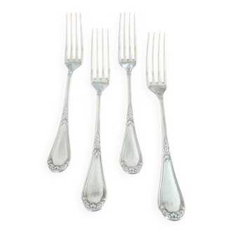 Christofle - Série de 4 fourchettes de table modèle Lauriers, Empire