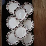 8 Terre de Fer dessert plates, “Damascus” model, Moulin des Loups and Hamage