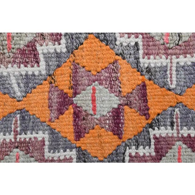 Vintage Turkish Oushak Handmade Wool Cotton Orange Runner Rug 98x282