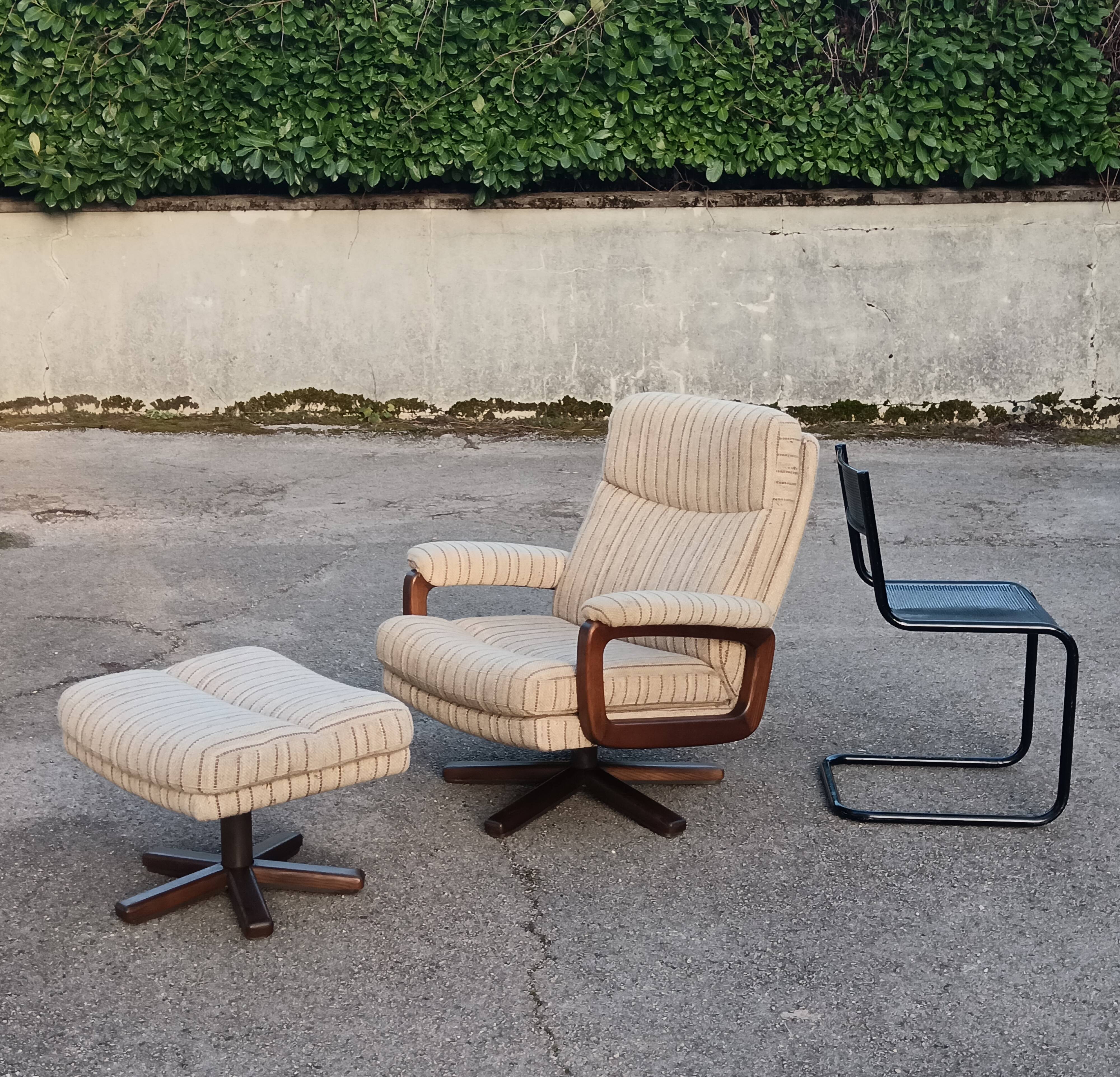 Fauteuil et ottomane pivotant Midcentury 1970