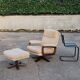 Fauteuil et ottomane pivotant Midcentury 1970