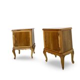 Tables de chevet italiennes en placage de noyer du milieu du siècle, années 1960.