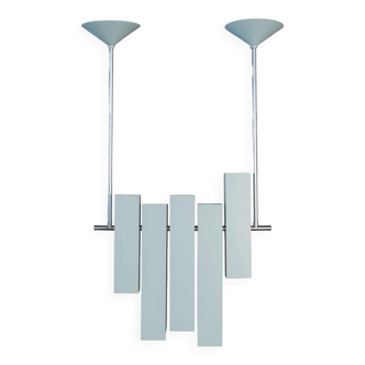 Blue lacquered metal chandelier, Lumi, ca. 1970