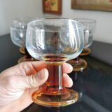 Set of 6 amber stemmed glasses