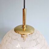 Suspension Space Age in brass and textured glass, 1970s