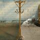 Rattan coat rack