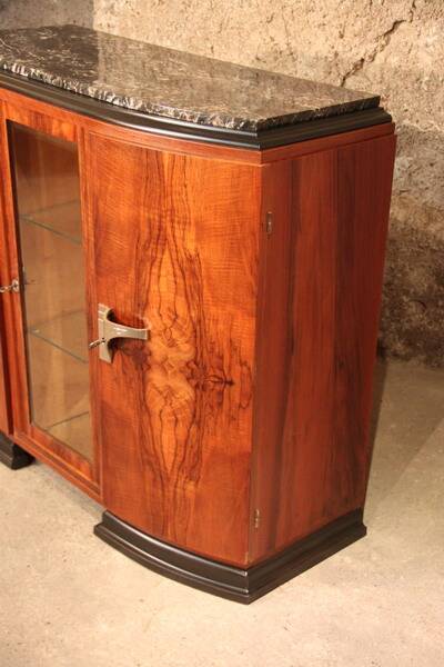 Art Deco 1930 walnut display cabinet