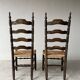 Chaise style campagnard bois massif et paille 1950