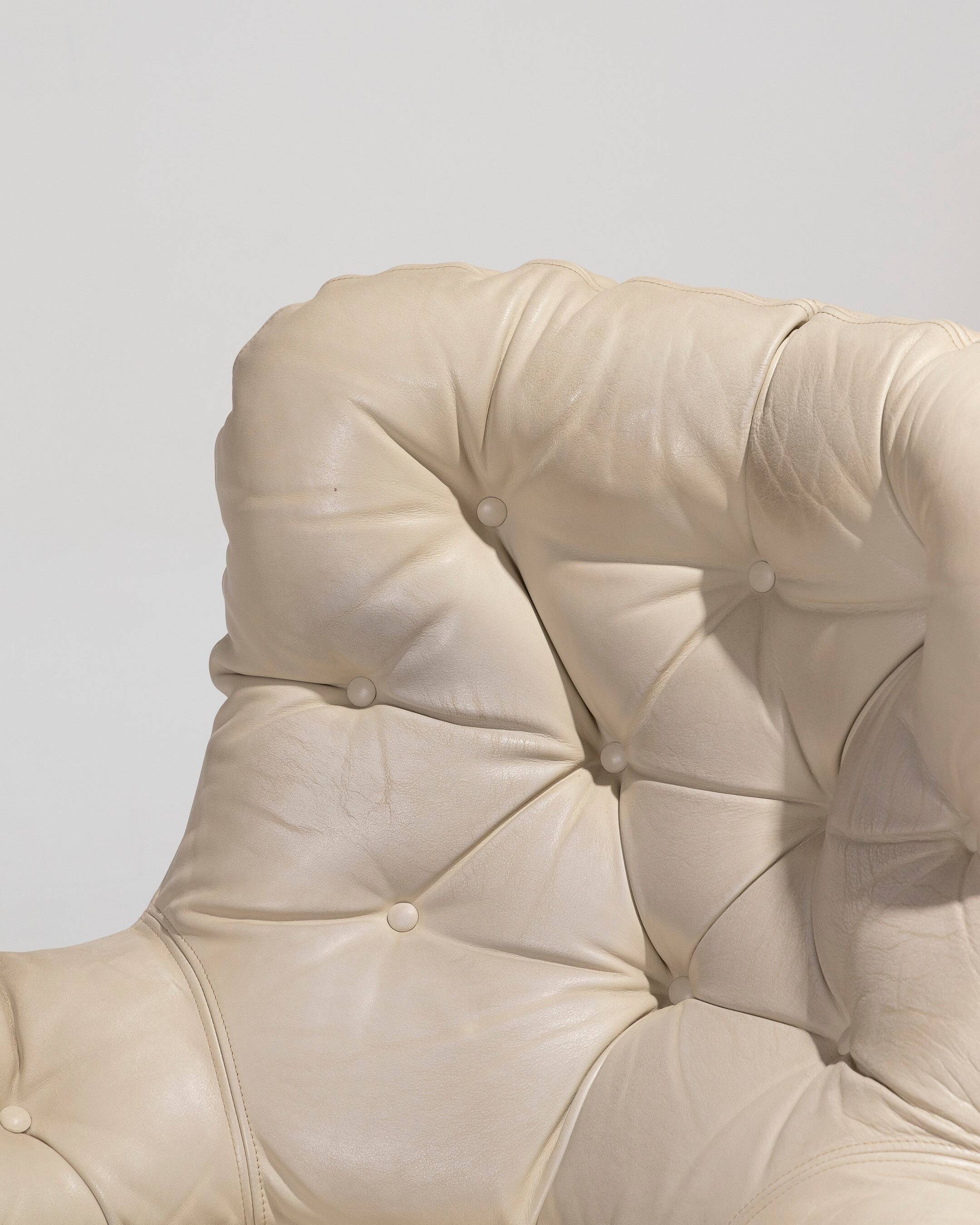 MICHEL CADESTIN KARATE LEATHER ARMCHAIR, 1970s