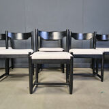 Vintage black wooden dining chairs, 1970s