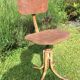 Tabouret pivotant en métal et bois
