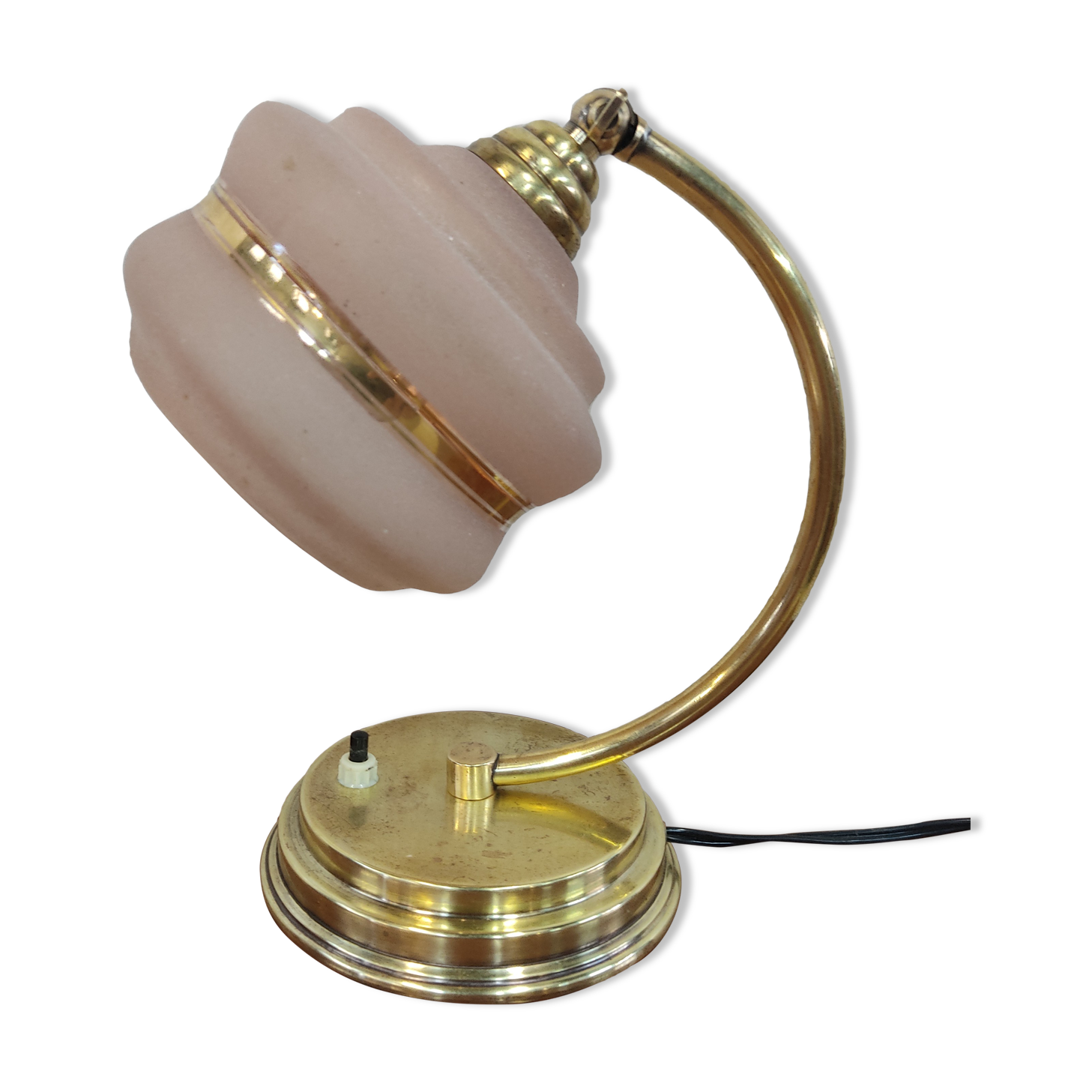 Art deco brass lamp and granite glass