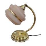 Art deco brass lamp and granite glass