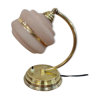 Art deco brass lamp and granite glass
