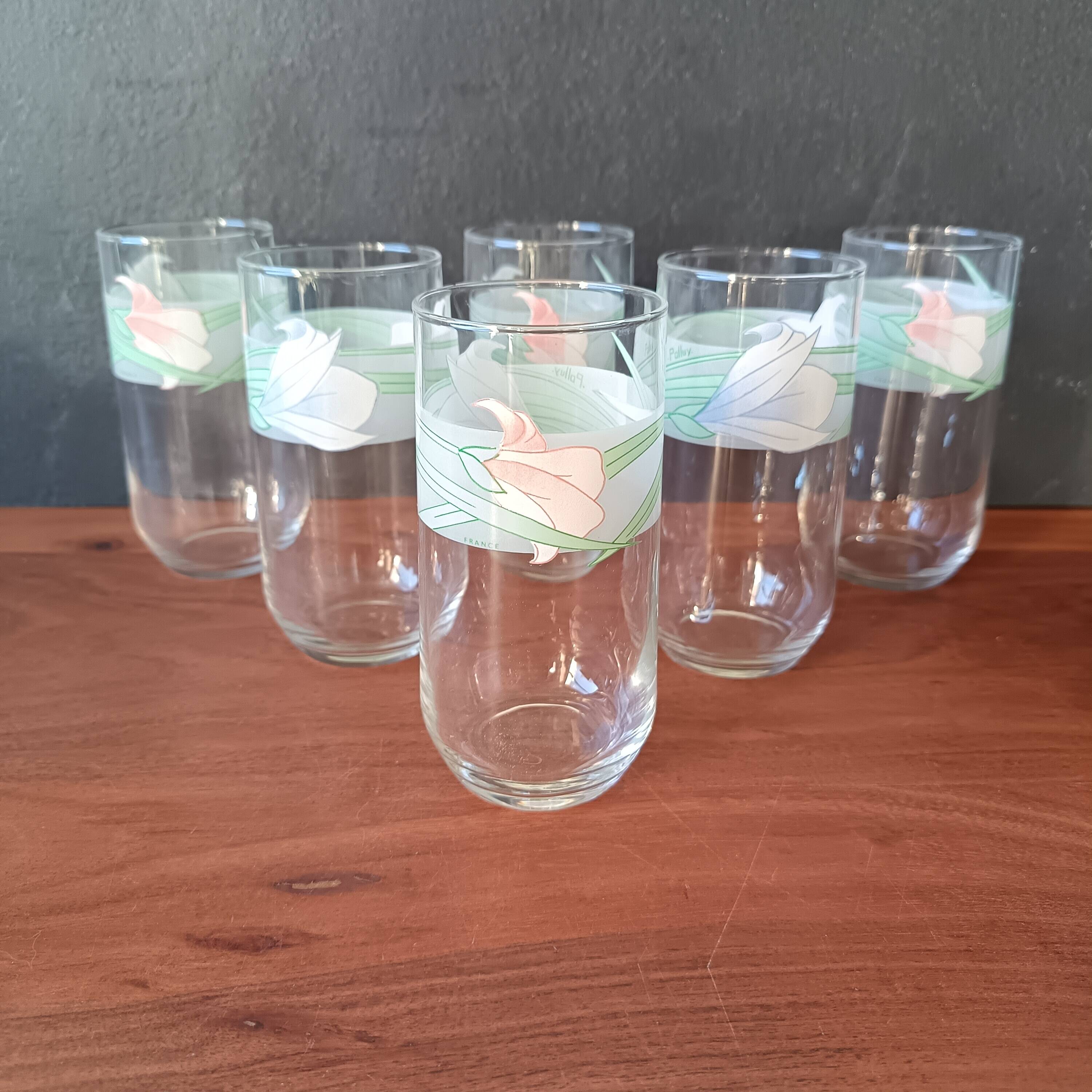 6 verres à eau luminarc modèle Bahamas motif Palluy vintage