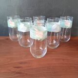 6 verres à eau luminarc modèle Bahamas motif Palluy vintage