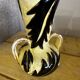 Vase en céramique jaune et noire à décor de feuilles, Vallauris signé JTF numéroté 519