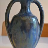 Iridescent Pierrefonds stoneware amphora vase, Art Deco, 1930, signed