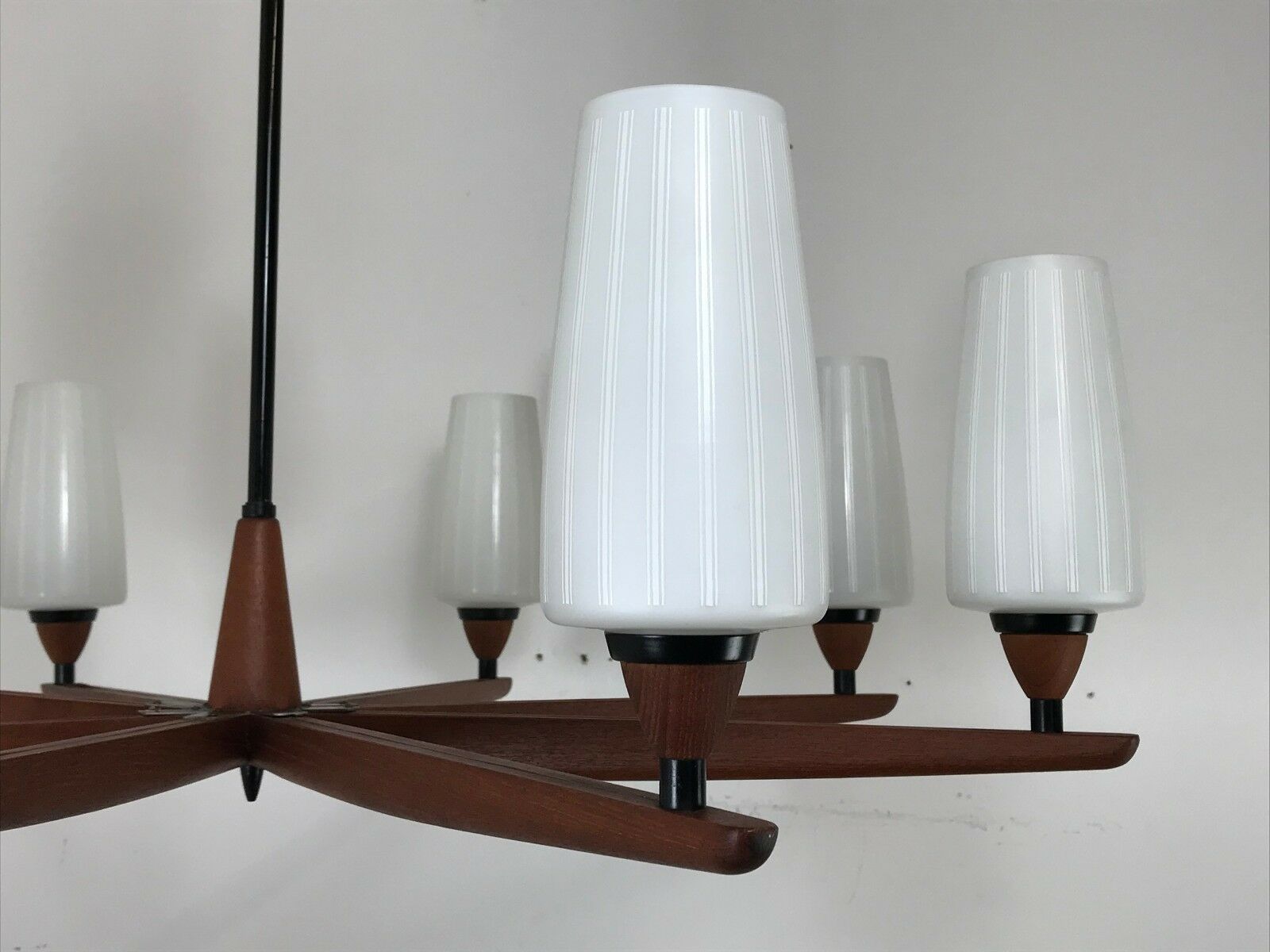 60s 70s teak chandelier Chandelier Uno & Osten Kristiansson for Luxus