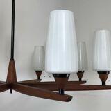 60s 70s teak chandelier Chandelier Uno & Osten Kristiansson for Luxus