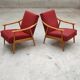 Pair of Czechoslovak armchairs 1960 red pink 1960