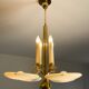 Art Deco Brass and Glass Chandelier, 1930s