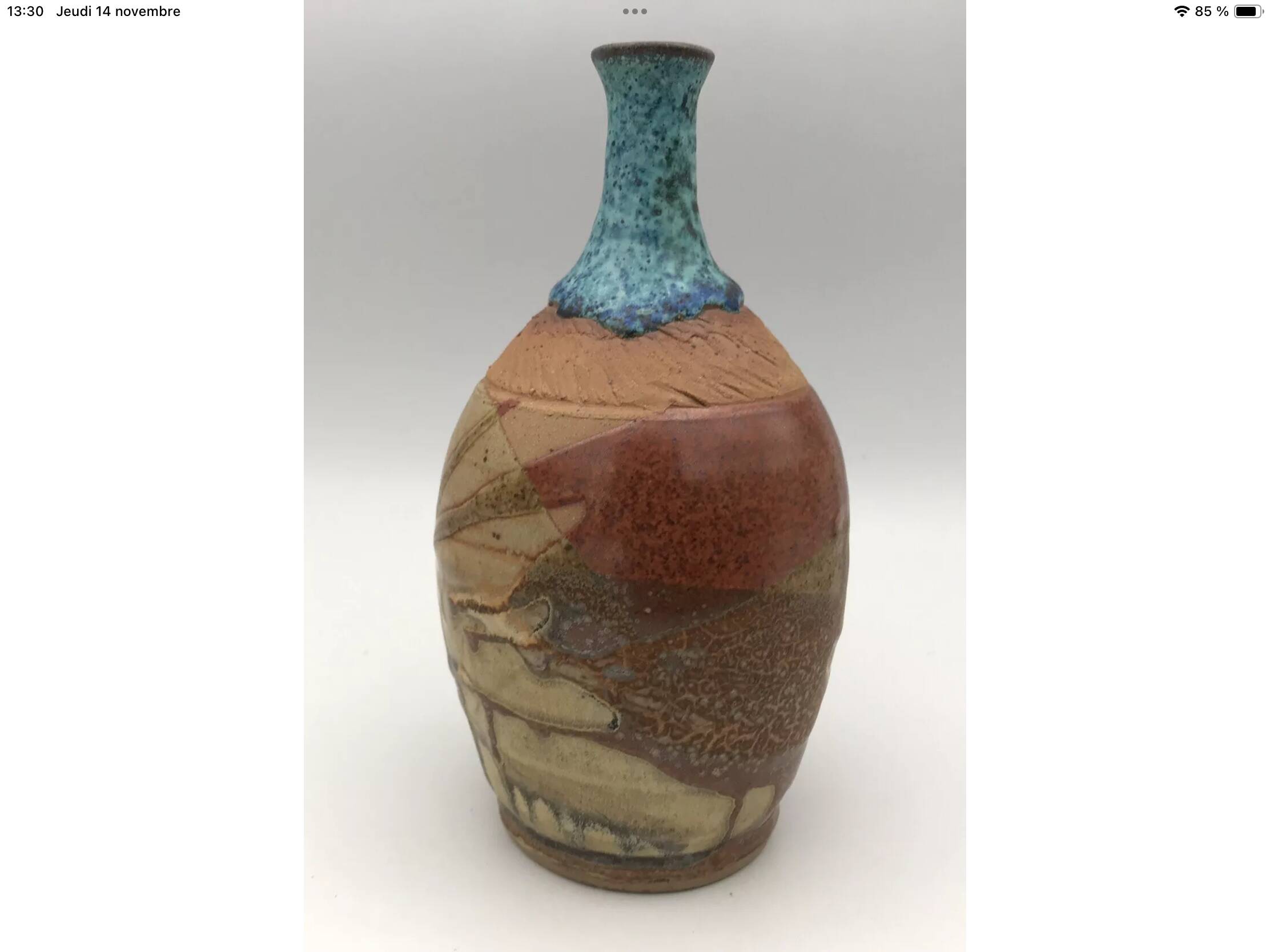 Stoneware vase with effect, unique piece signed by poteries des mostuéjouls