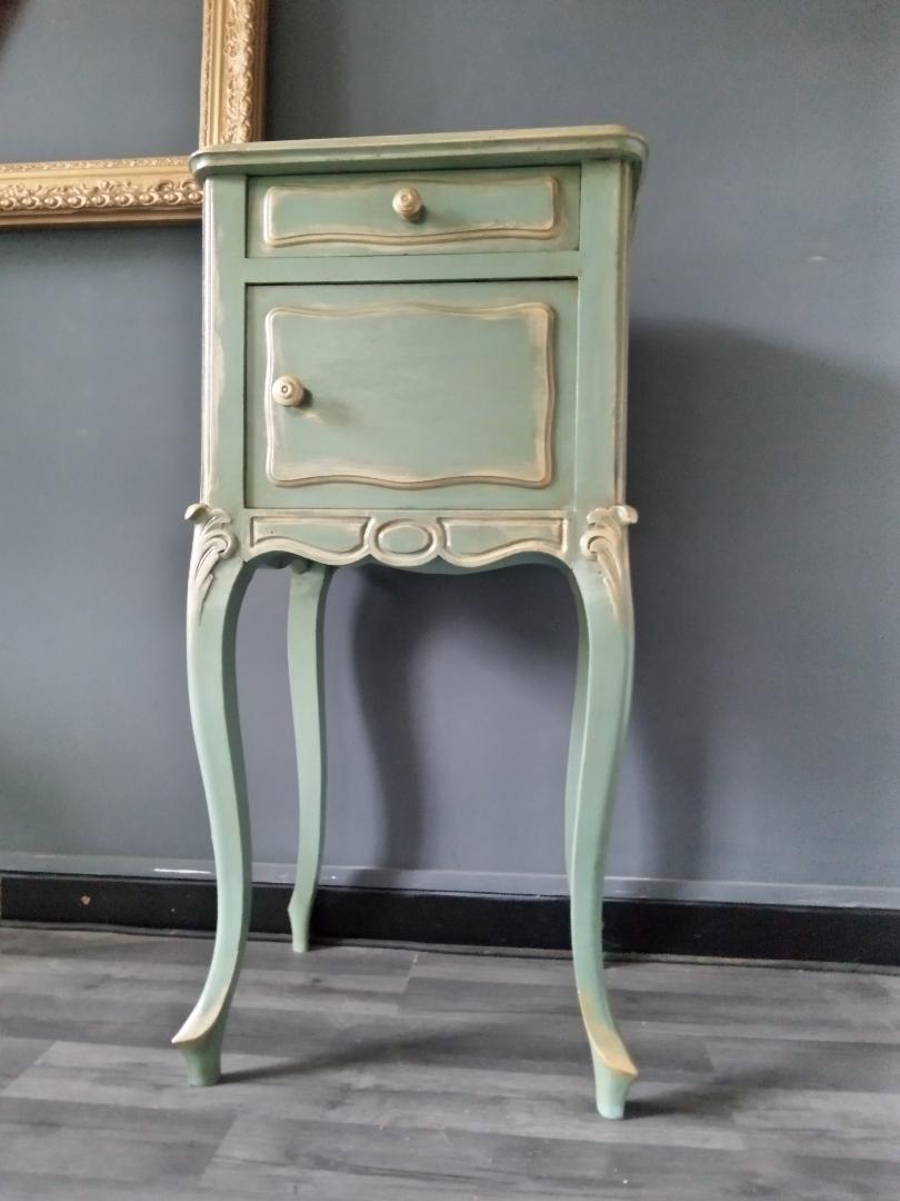 Louis XV style celadon and gold bedside
