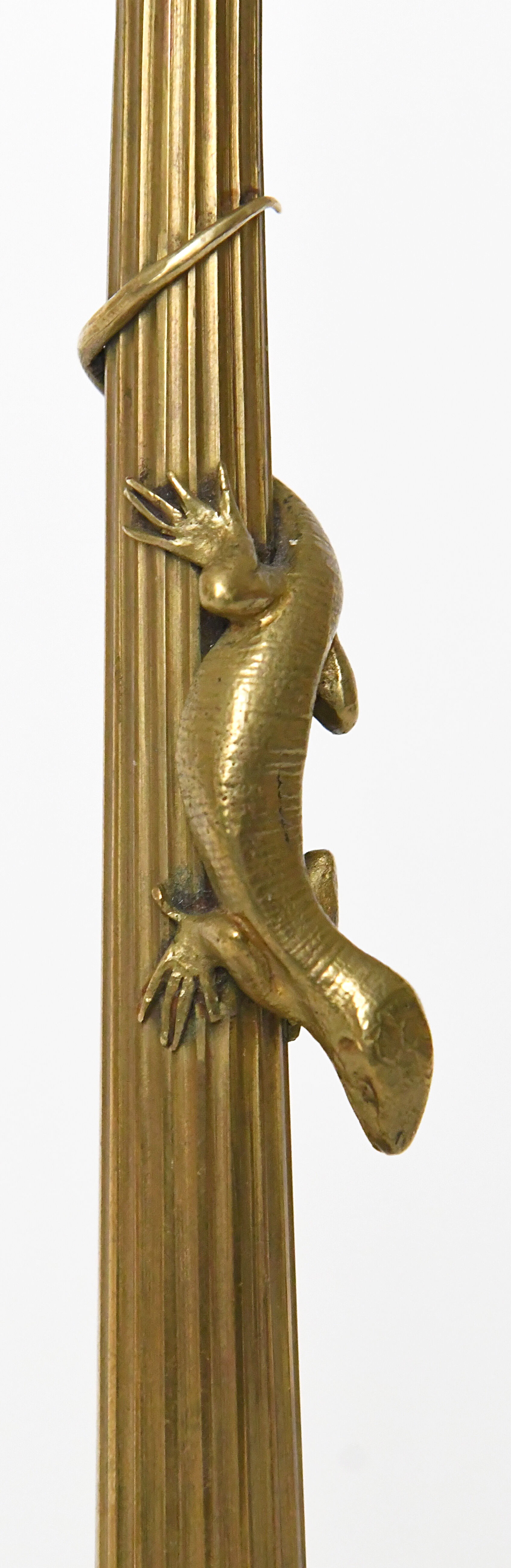 Pair of gilded bronze candlesticks decorated with lizards