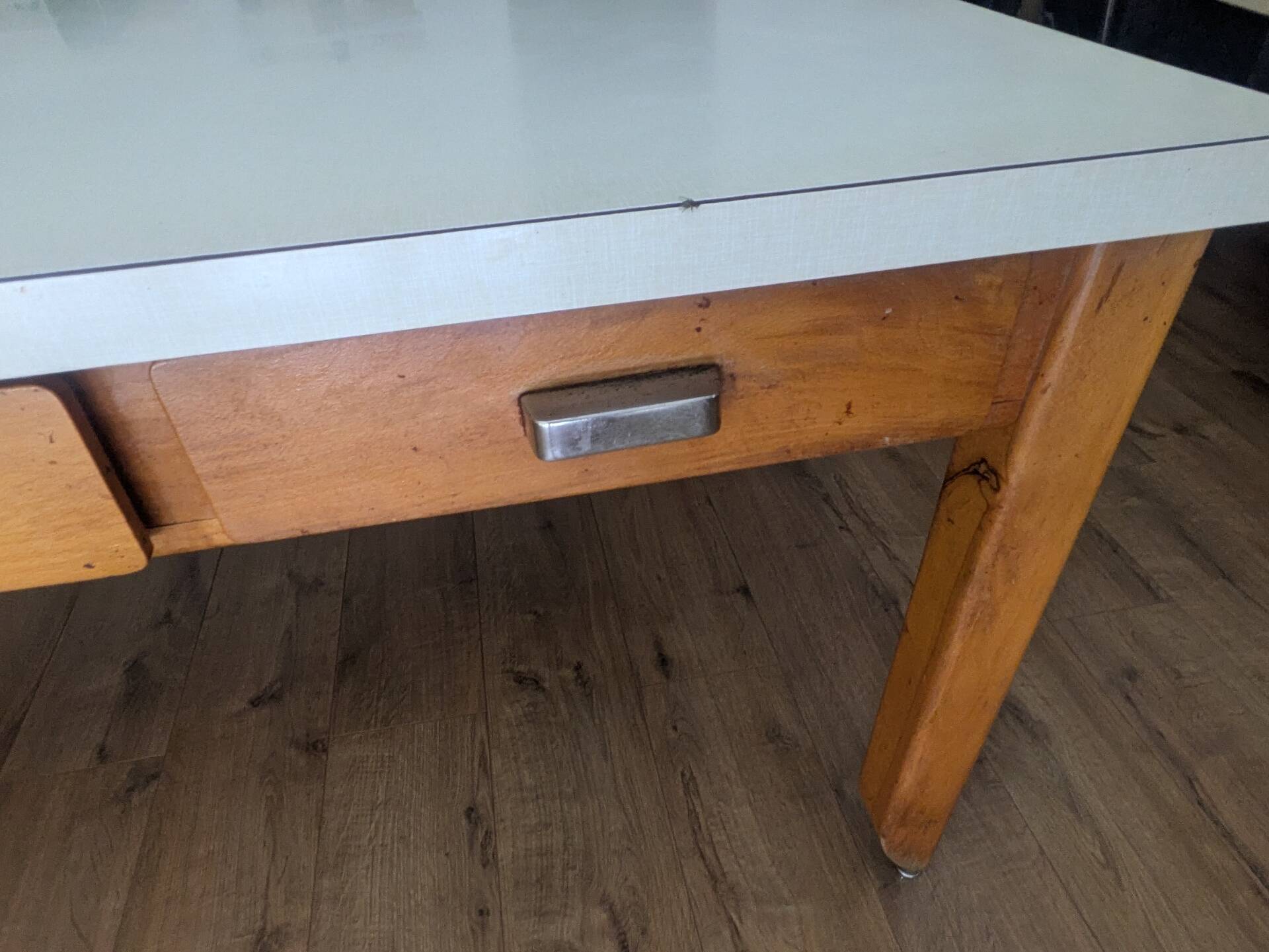 Large vintage convent table – 8 drawers – 200 cm