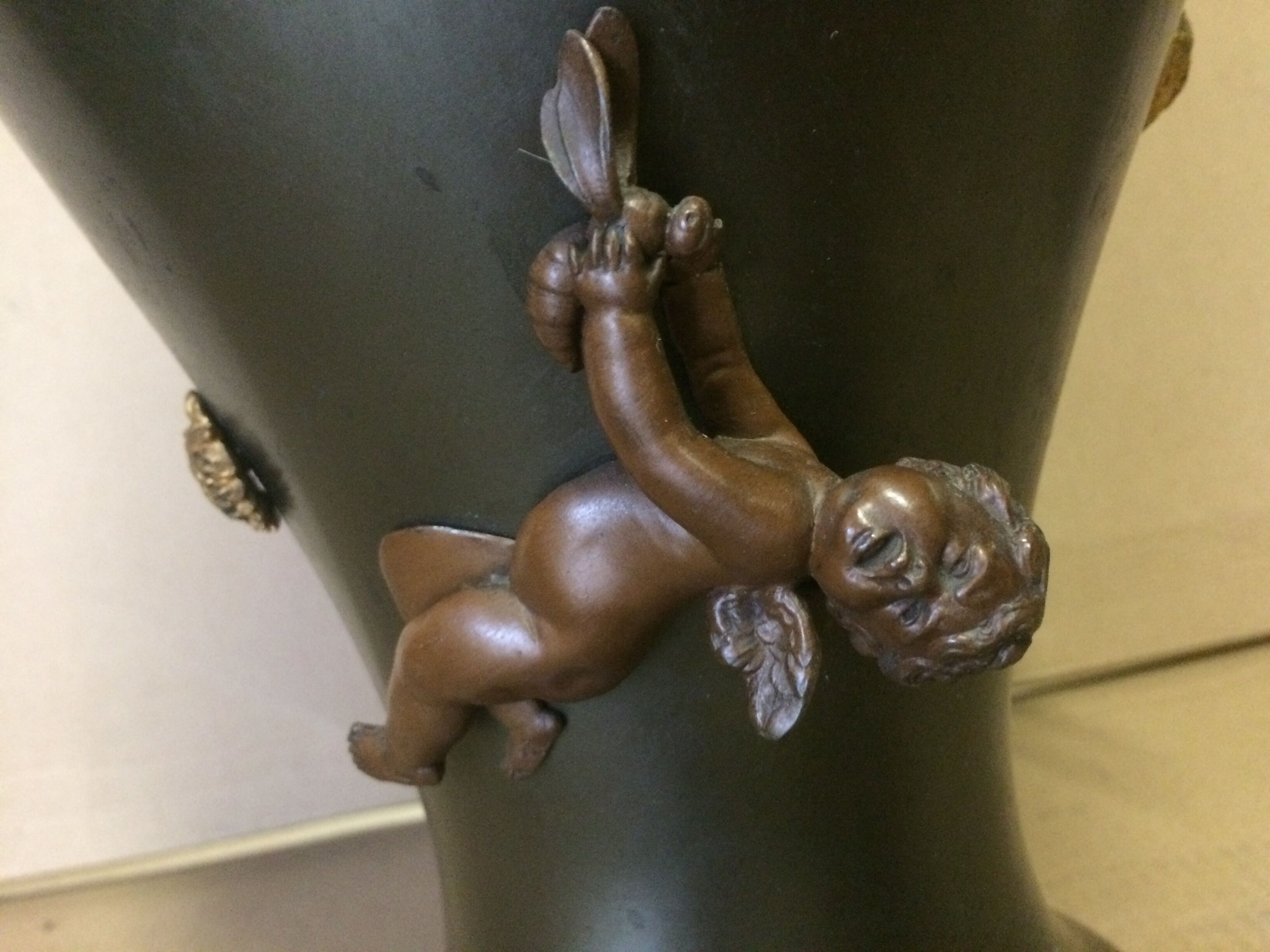 Large Art Nouveau vase in patinated and gilded metal period 1880 1900