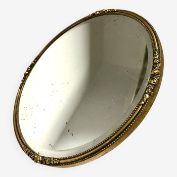 Miroir biseauté antique avec cadre en métal doré