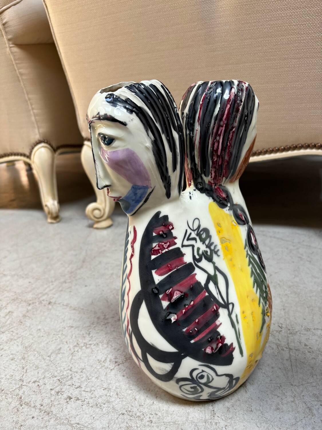 Double ceramic Face Vase