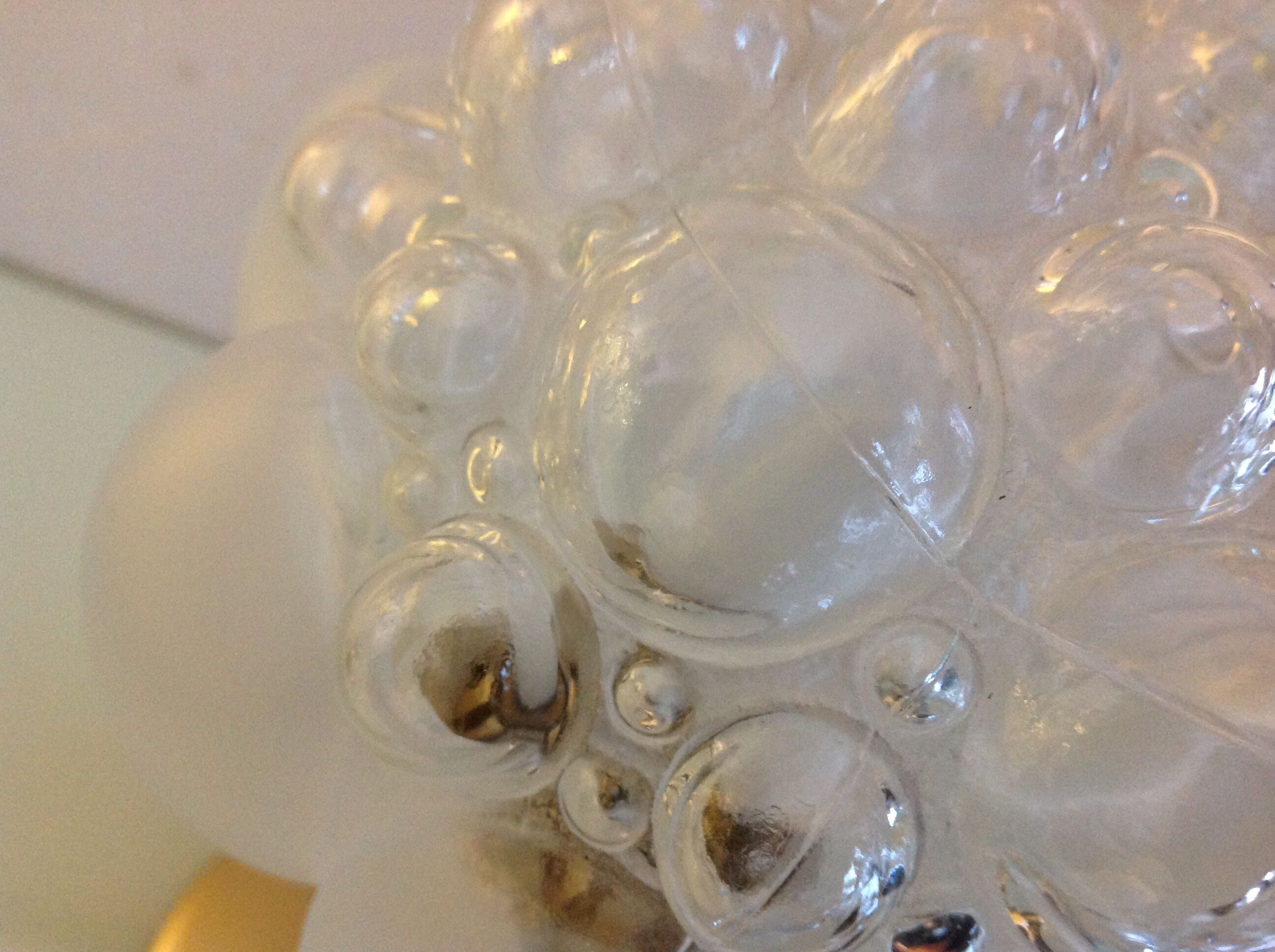 Pair of bubbled glass globe bedside lamps / vintage 60s-70s