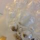 Pair of bubbled glass globe bedside lamps / vintage 60s-70s