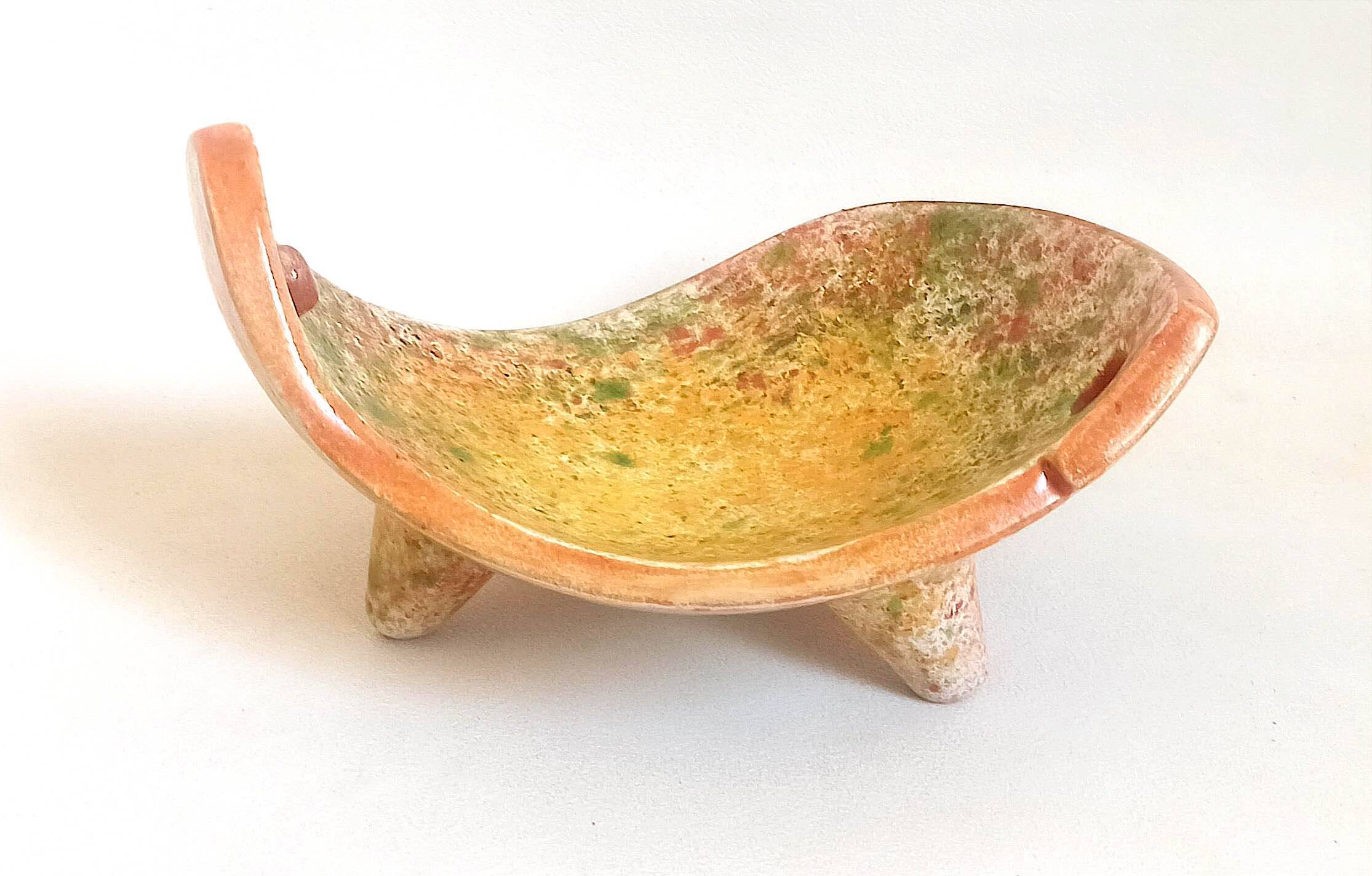 Empty ceramic pocket signed LB for Bernard Lecuyer fish shape 1960s