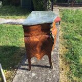 Louis XV style 3-drawer chest of drawers in wood and marble marquetry