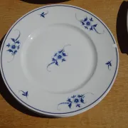 Fine Limoges porcelain dessert service: dish and 12 plates.