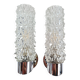 Pair of vintage space age chrome and molded glass wall lights, bedside night light