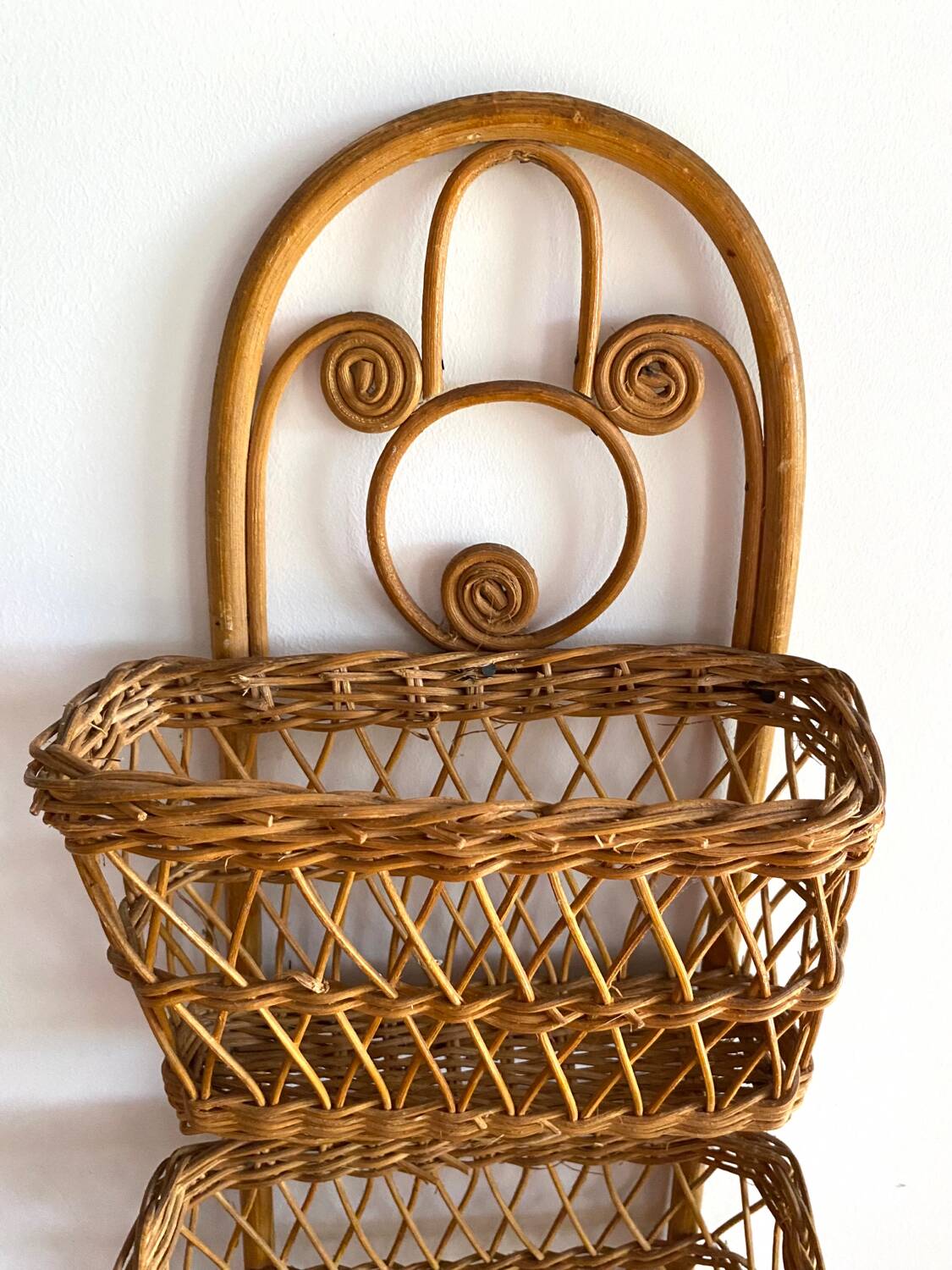 Vintage Peacock Rattan Desk Organizer
