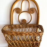 Vintage Peacock Rattan Desk Organizer