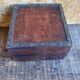 Antique Box Jewellery Wood + Leaf Motif Bronze Vintage #D98