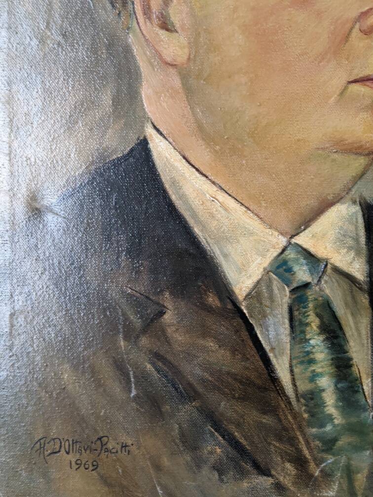 Old oil painting portrait of a man from the 20th century