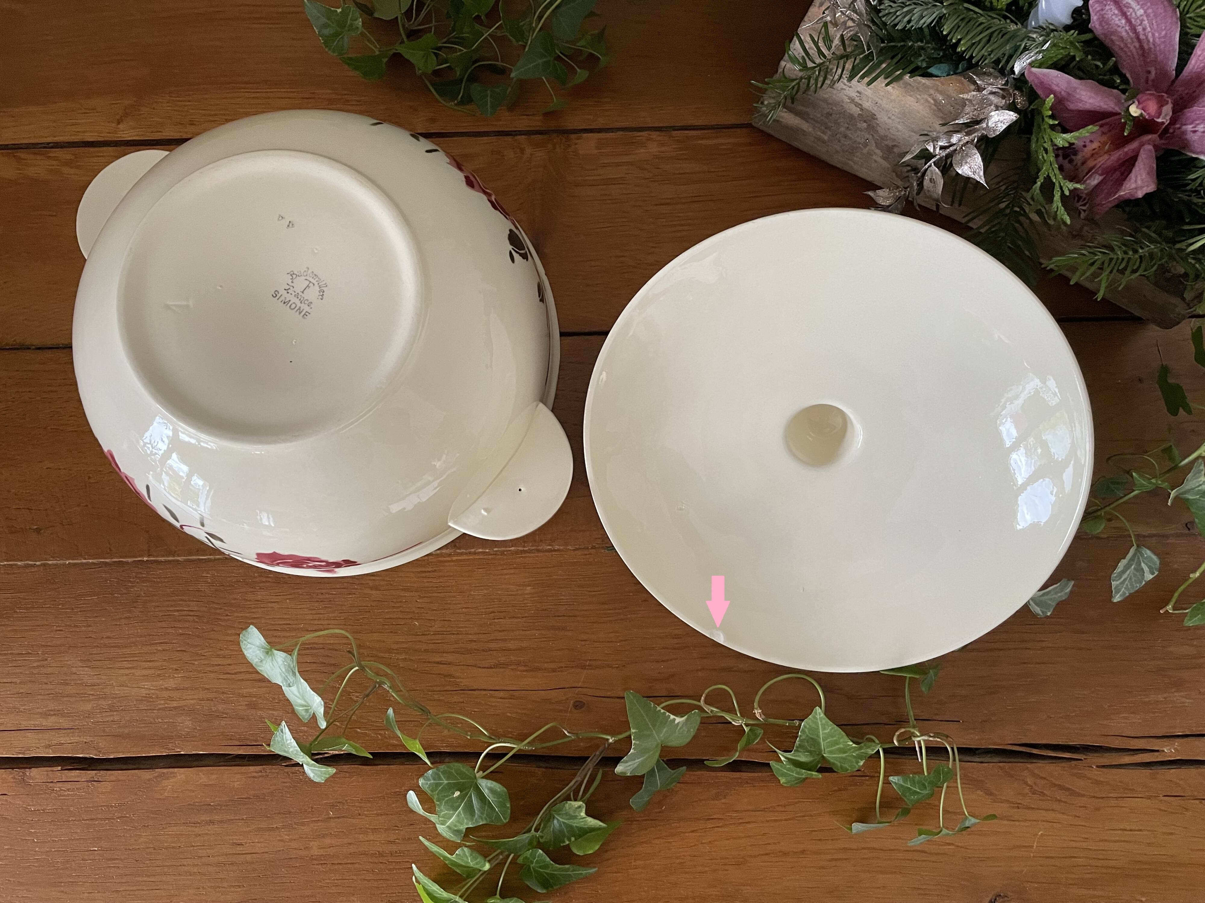 Antique soup tureen in Badonviller earthenware.