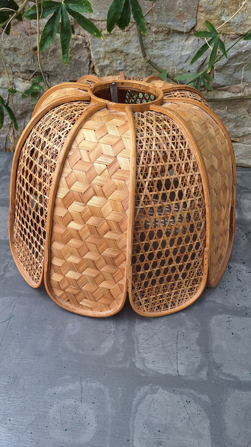 Rattan and wicker lampshade