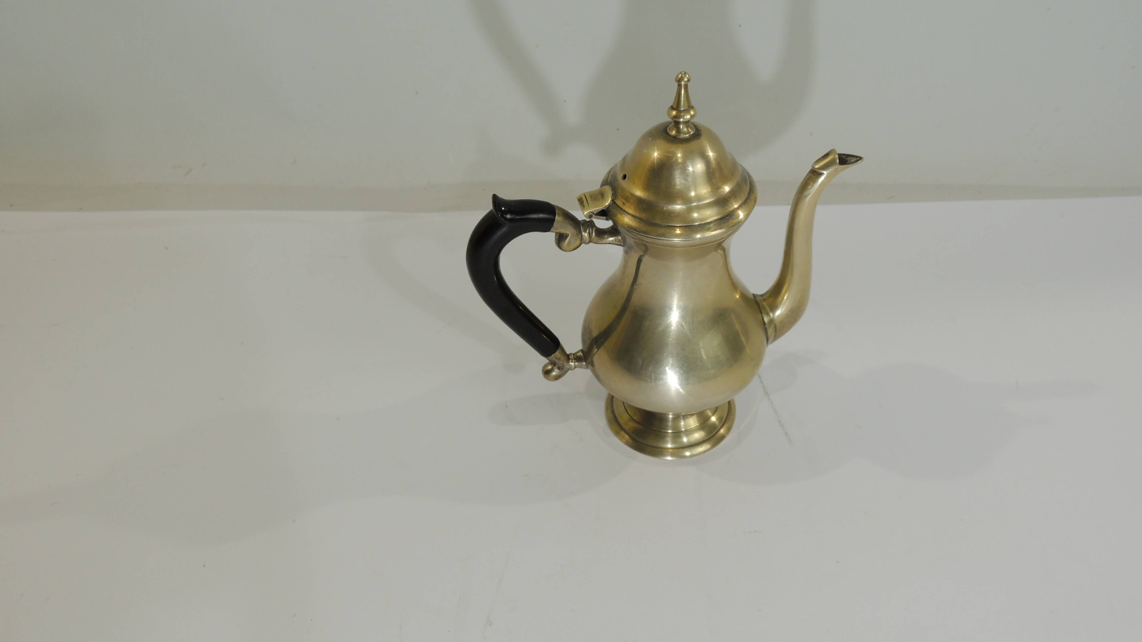 Solid brass teapot, vintage French / 20th century