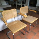 Pairs of Cesca B64 armchairs with armrests by Marcel Breuer