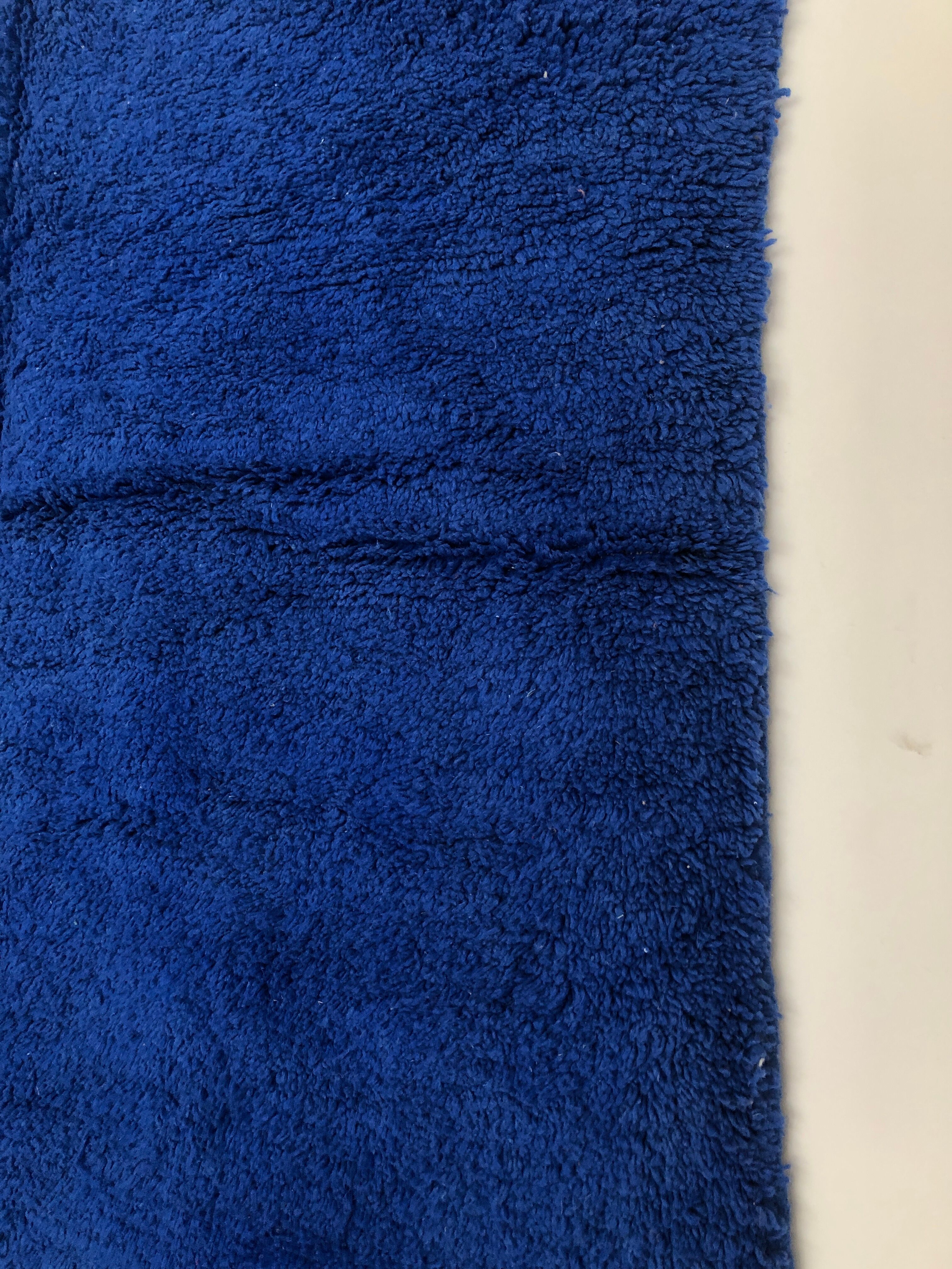 Moroccan Berber carpet beni Ouarain intense blue uni 2.94x2.07m