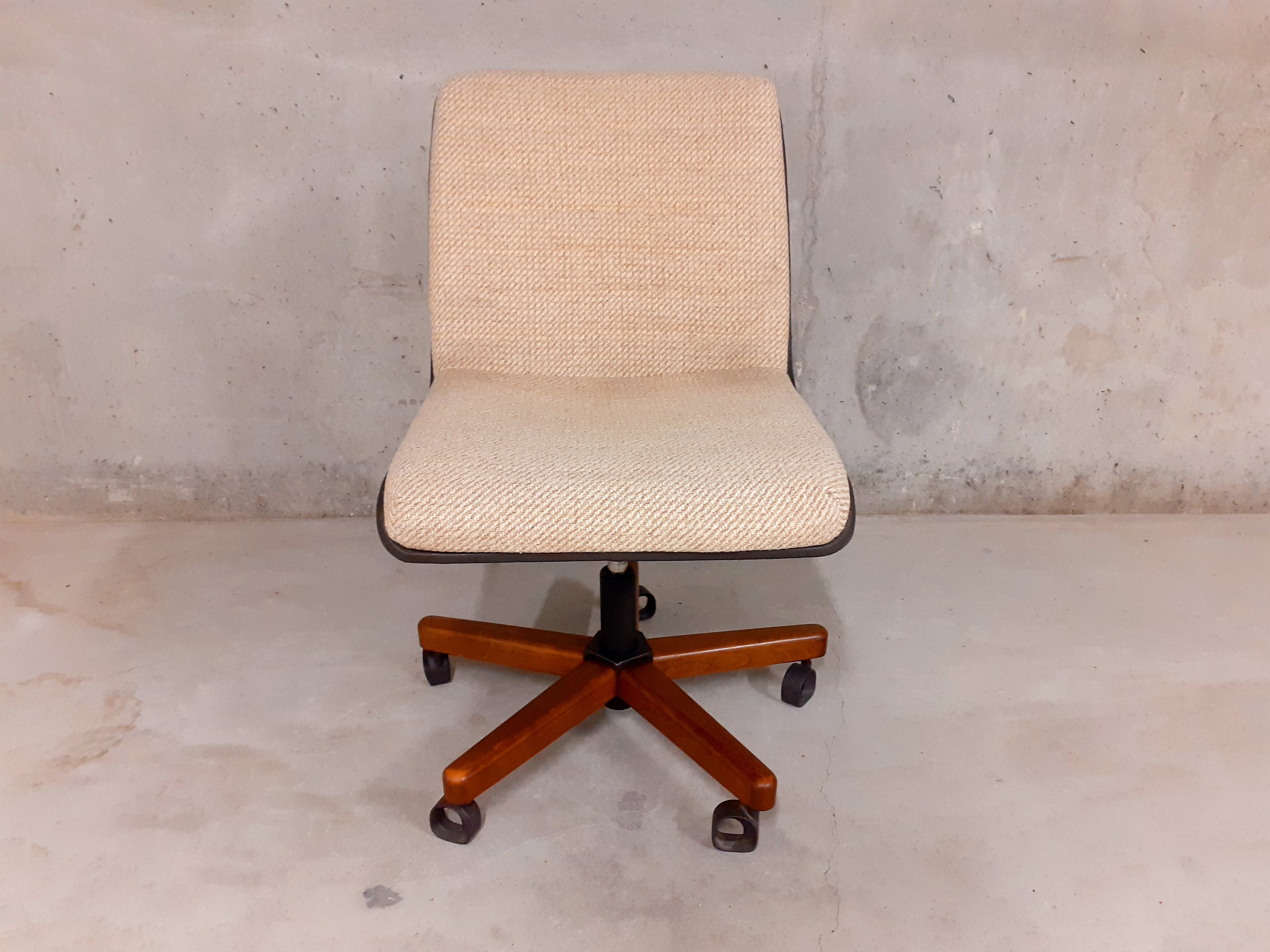 Scandinavian style vintage office chair in fabric and teak