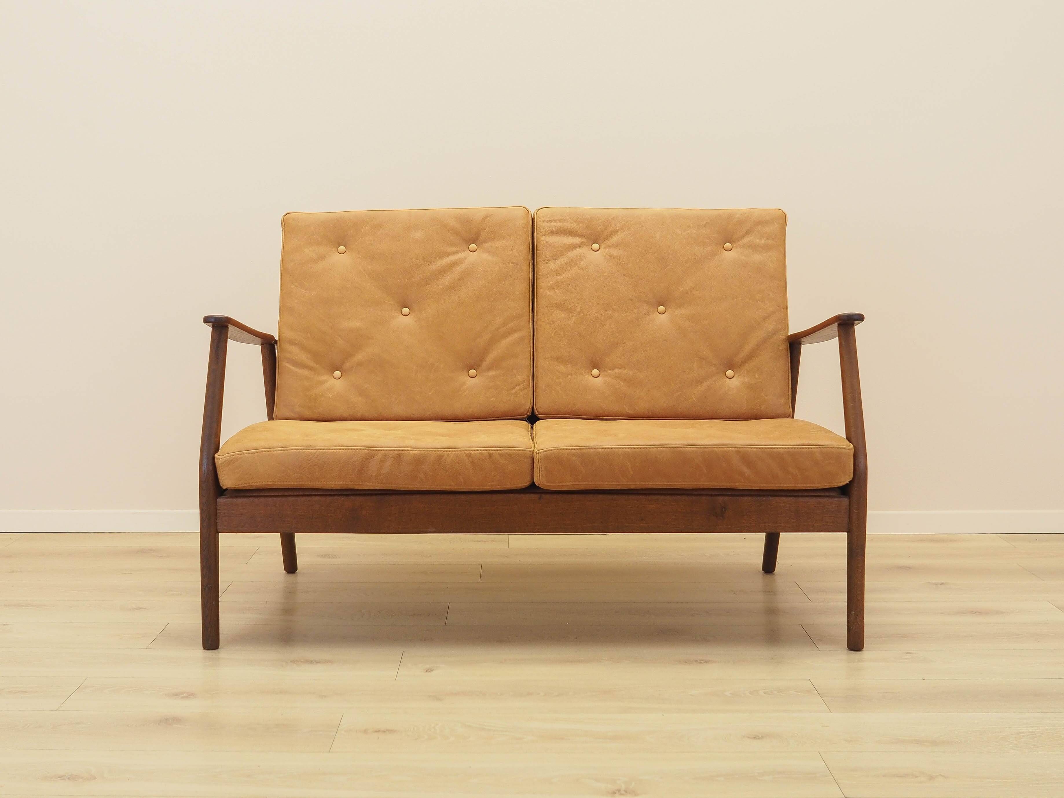 Danish oak sofa with leather upholstery, 1960s